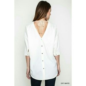 New V-Neck Blouse w/ Back Button Down Detail