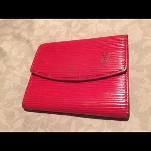 100% Authentic Louis Vuitton Red EPI Coin Case