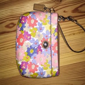 Coach floral wristlet
