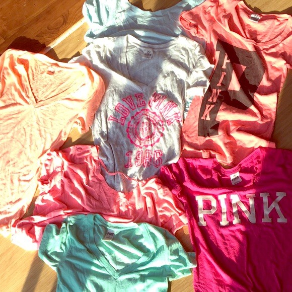 7 tees size xtra small PiNK VS