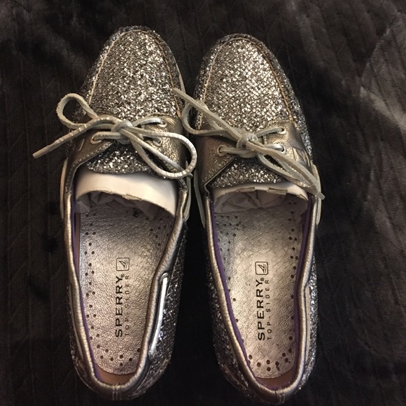 Silver Metallic Sperry Topsiders - Never Worn!