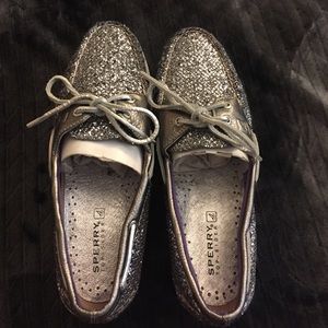 Silver Metallic Sperry Topsiders - Never Worn!