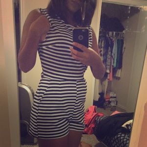 Black and white striped romper