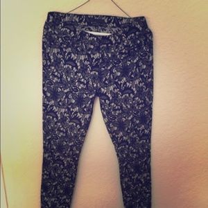 Lace patterned seven skinny jeans