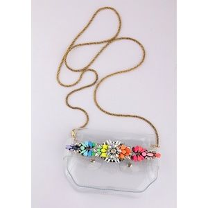Transparent clutch with colored gems