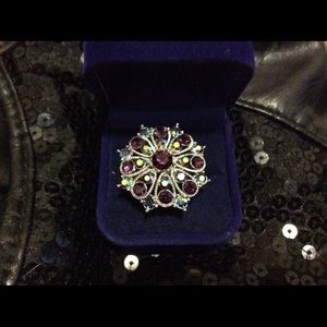 NEW Ring Simulated Amethyst and Aurora Borrealis