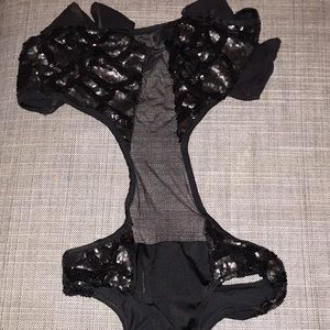 Black Sequins and Mesh Monikini