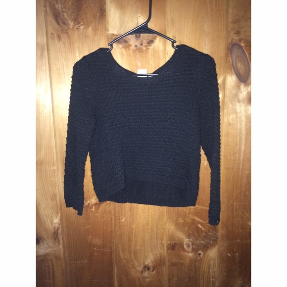 Black Sweater Crop Top