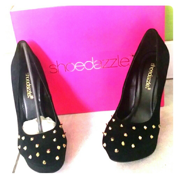 Black Pumps With Gold Spikes