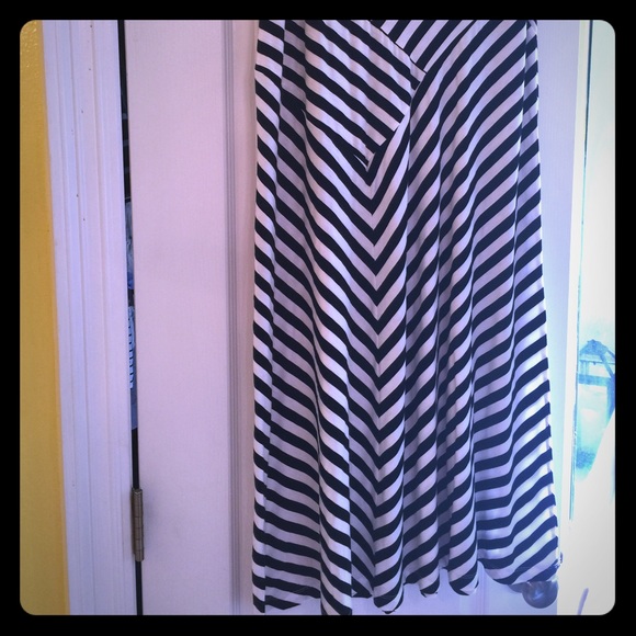 Black and white Stripe maxi skirt