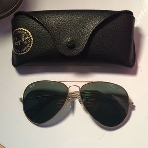 Ray Ban Aviators gold and green tinted lenses