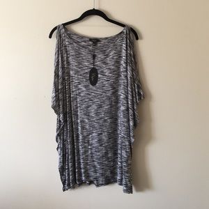 Black and white cold shoulder blouse