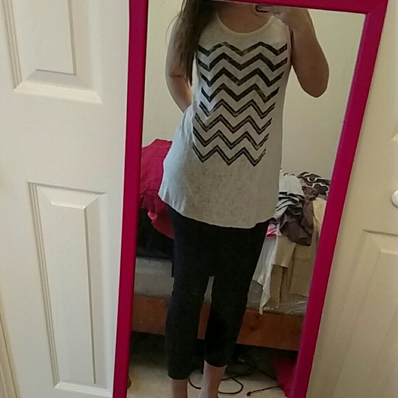Chevron cream and black tank top