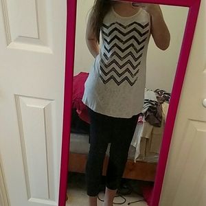 Chevron cream and black tank top