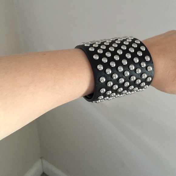 Leather studded cuff