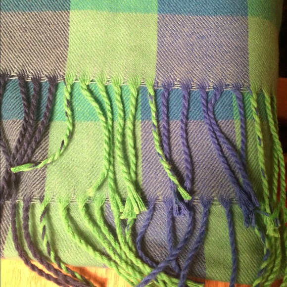 Blue and green plaid scarf