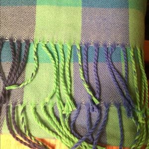 Blue and green plaid scarf
