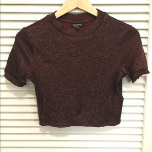 Sparkly oxblood Topshop crop sweater