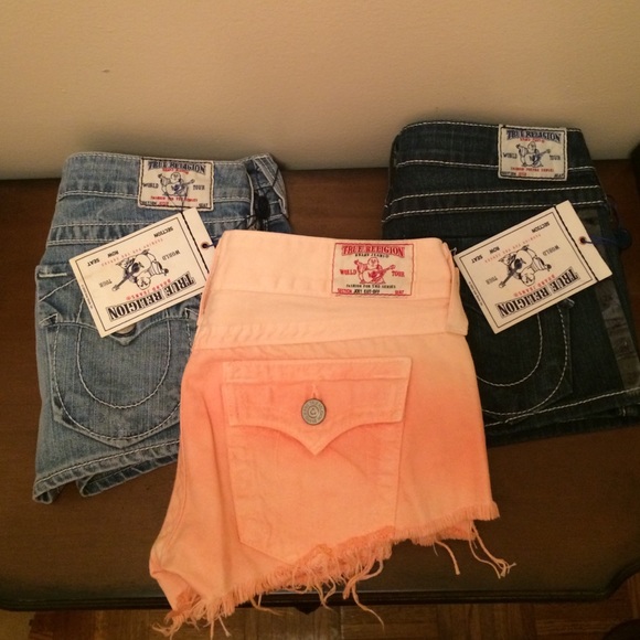 2 pairs True Religion shorts. Orange pair sold