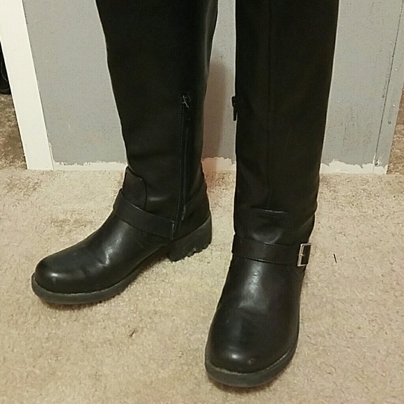 tall black motor boots