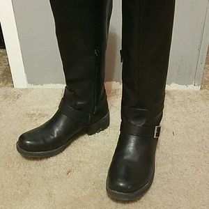 tall black motor boots