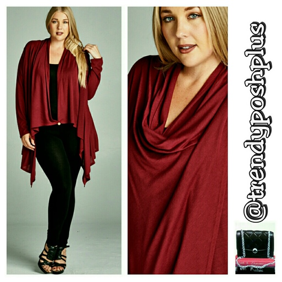 Burgundy Tunic Top / Cardigan - Picture 2 of 4