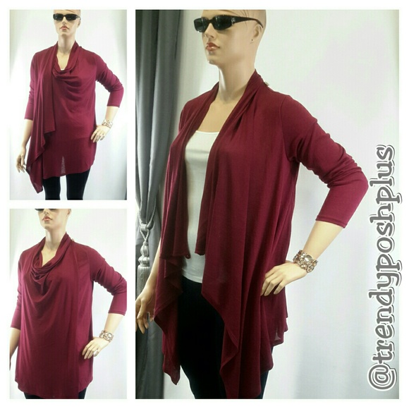 Burgundy Tunic Top / Cardigan - Picture 4 of 4