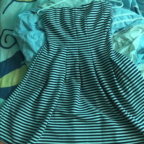 Blue white striped dress