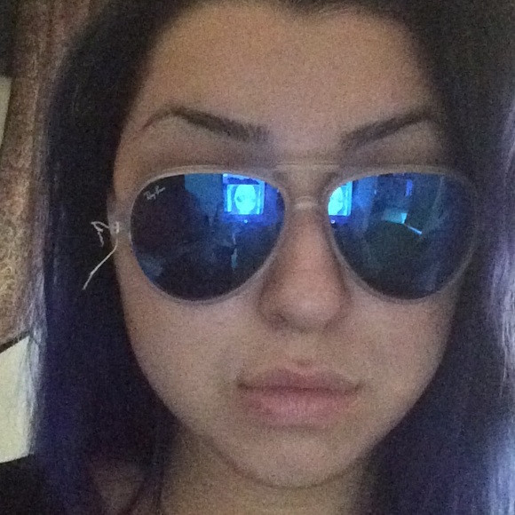 Mirrored ray ban aviators. Clear white frame. - Picture 1 of 3