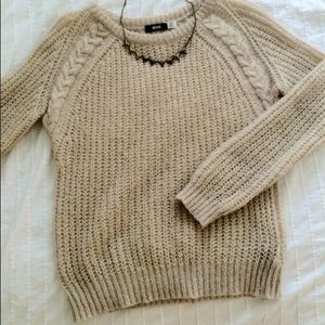 BDG beige crew neck open knit sweater