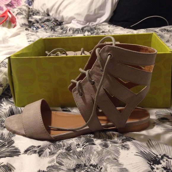 Grey lace up sandals