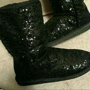 Sequin black boots