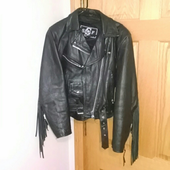 Black Fringe Leather Jacket