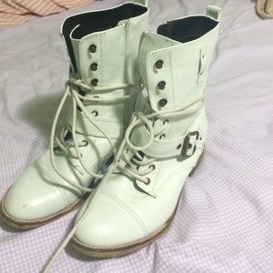 White combat boots