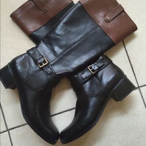 Bandolino brown and cognac riding boots.
