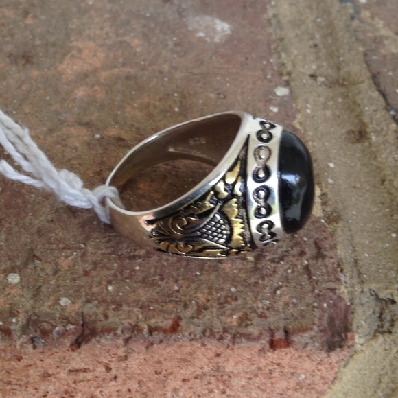 NATURAL BLACK ONYX RING - Picture 2 of 4