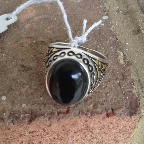 NATURAL BLACK ONYX RING - Picture 3 of 4
