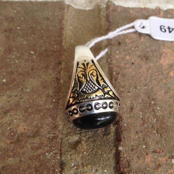 NATURAL BLACK ONYX RING - Picture 4 of 4