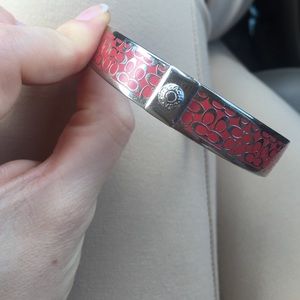 Coach - silver and coral bangle