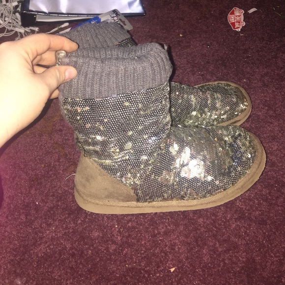 Victoria's Secret pink fur lined sequin booties