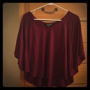 Dark red v neck crop top