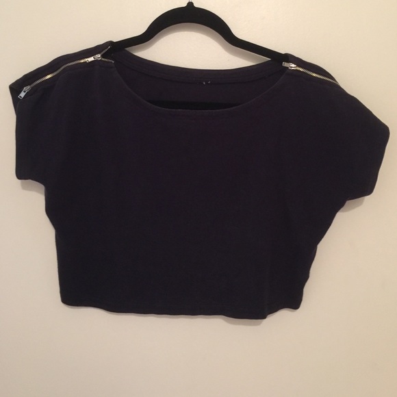 American Apparel zip shoulder crop top