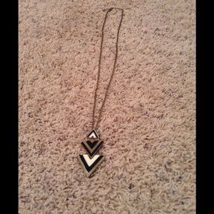 Black Gold and White Arrow Necklace