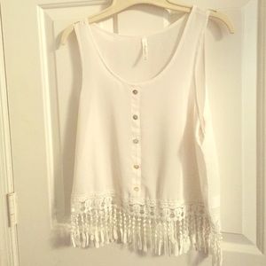 DNA couture white sheer tank top