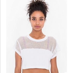 American Apparel Mesh Shoulder Crop Top