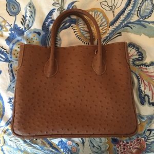 Ostrich print leather satchel