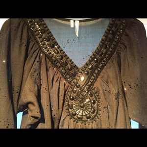 ~~SOLD~~Sheer black sequined heavy embellished top