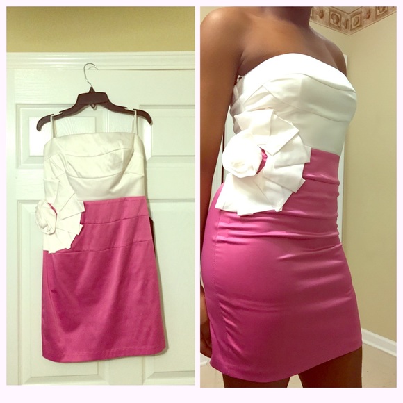 Pink and White Bodycon Dress
