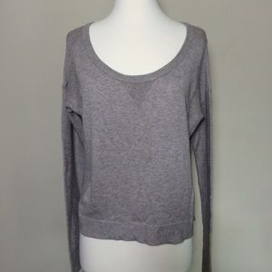 American Eagle Knit Long Sleeve Sweater Beige grey