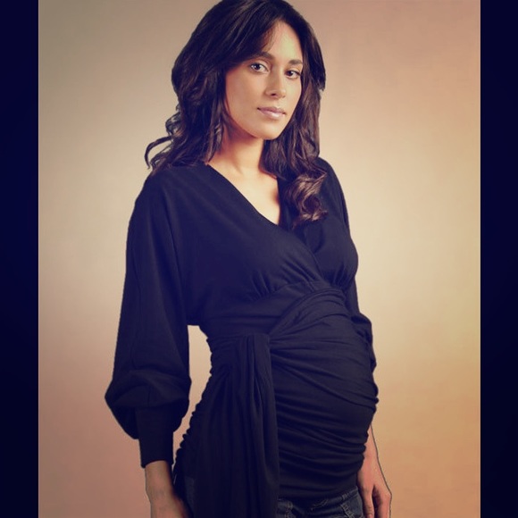 Momzee Maternity Blouson "Nicole" Knit Top Black